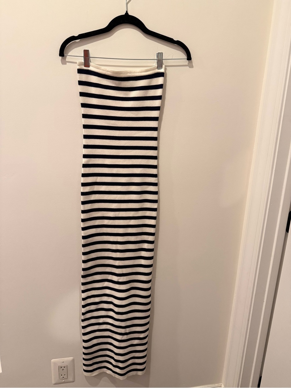 Striped Black and White Maxi Pencil Skirt - Women